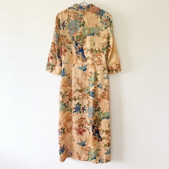 Zara Piped Floral Maxi Shirt Kimono Dress - Picture 8 of 16
